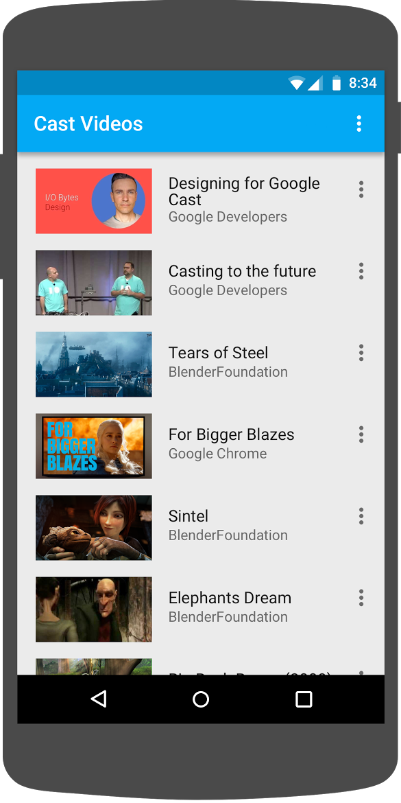 Abbildung eines Android-Smartphones, auf dem die App „Videos streamen“ ausgeführt wird