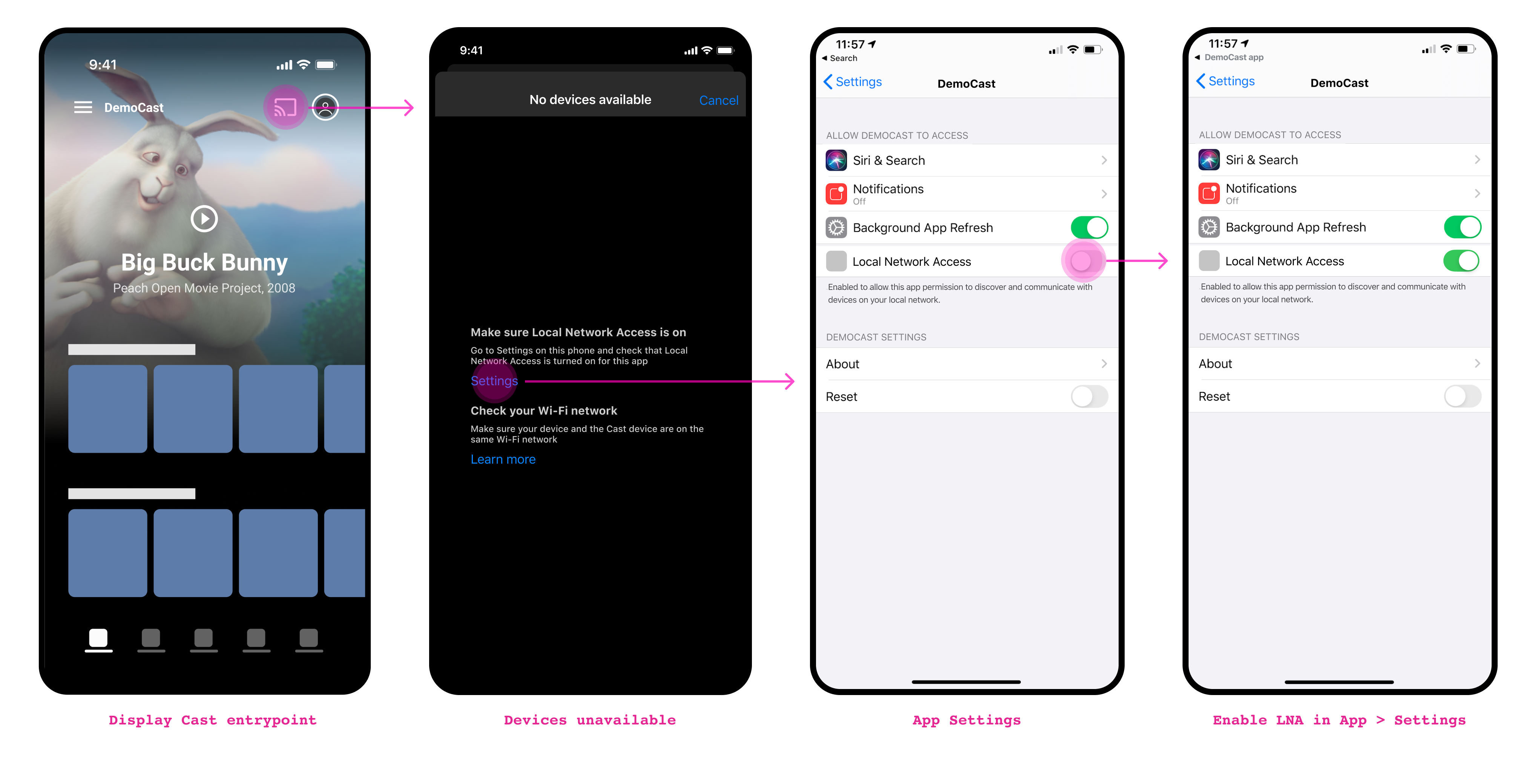 Cast flow, local network access turned off