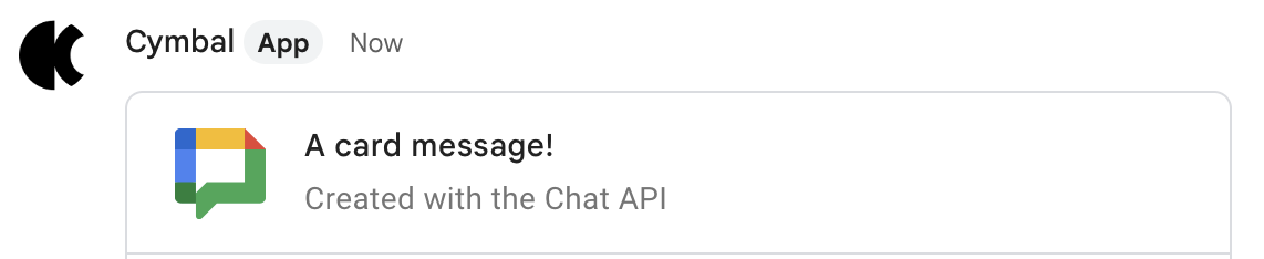 Một thông báo thẻ được gửi bằng API Chat.