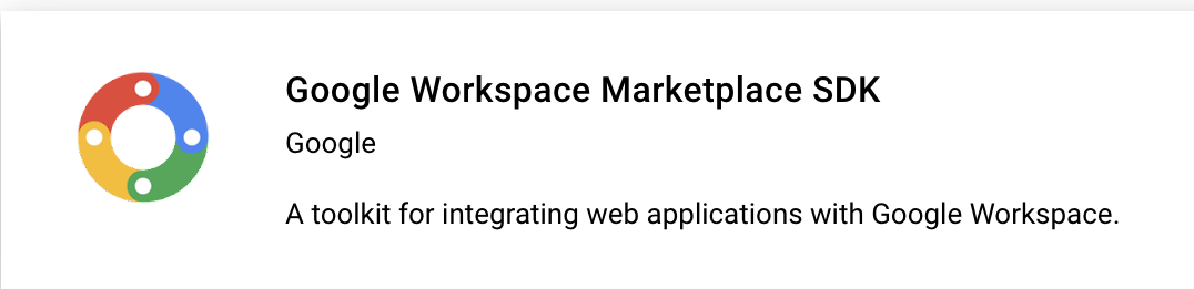 Tarjeta del SDK de Google Workspace Marketplace