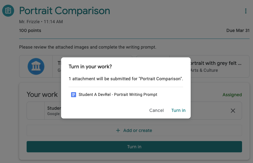 Lampiran add-on yang tercantum dalam dialog konfirmasi penyerahan