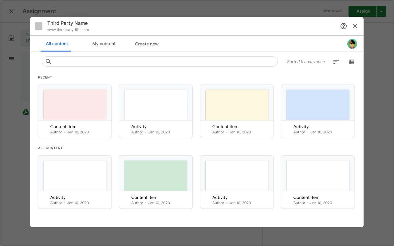 Exemple d&#39;interface utilisateur de détection de rattachements