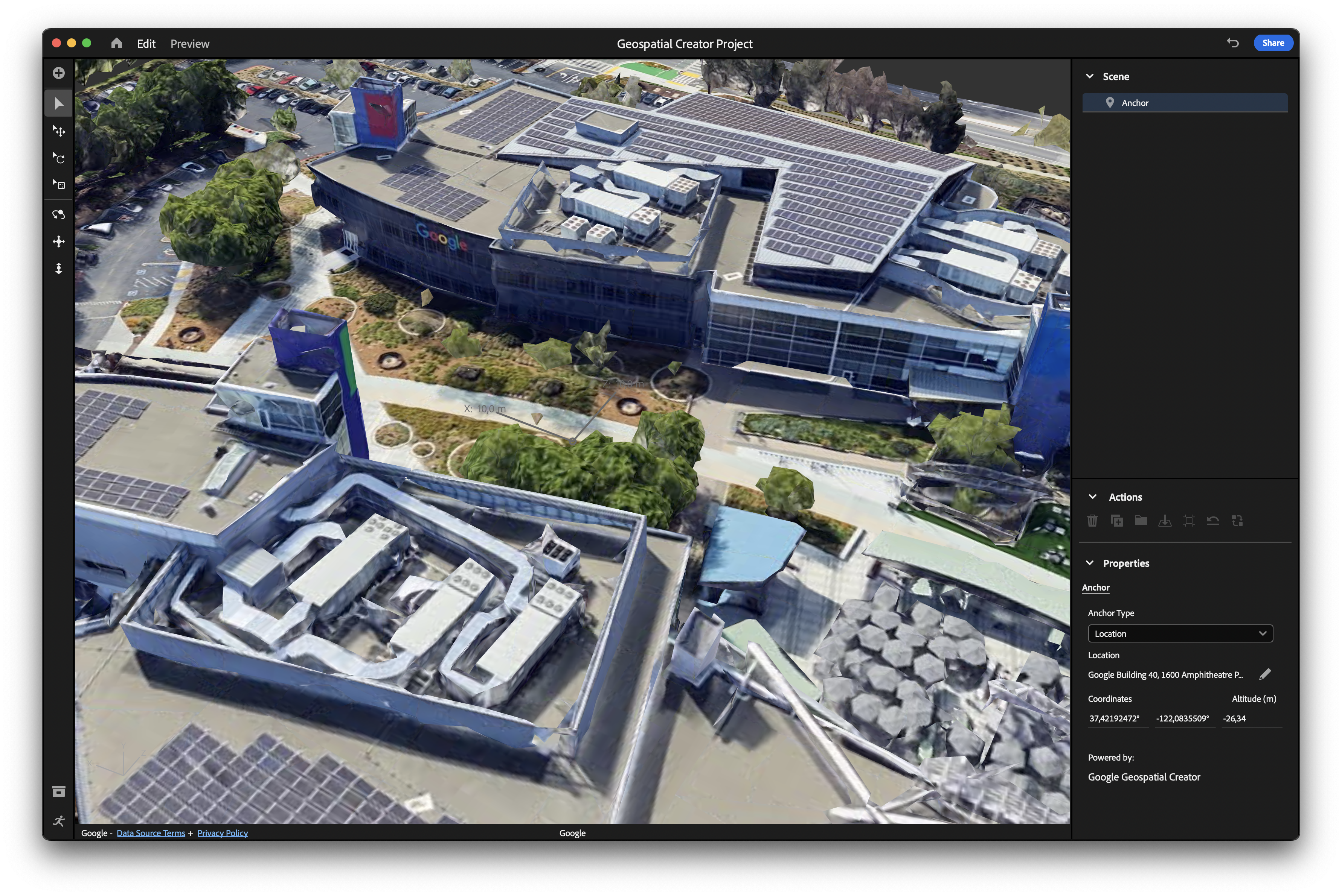 Adobe Aero-তে দৃশ্যের দৃশ্য