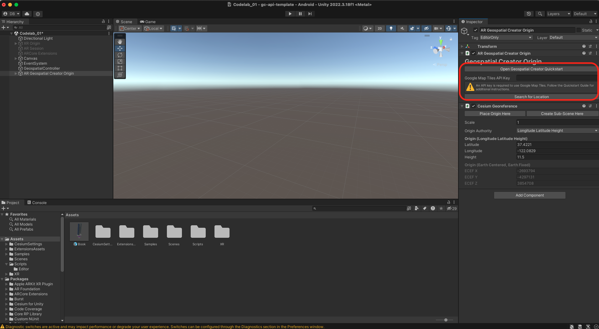 將 API 金鑰插入 Geospatial Creator Origin