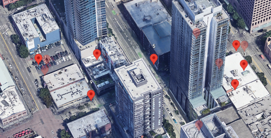 “显示多个标记和遮挡效果的图片。