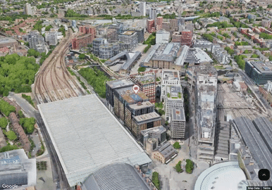 Voando em torno de um marcador. "Animação mostrando um marcador voando em volta.