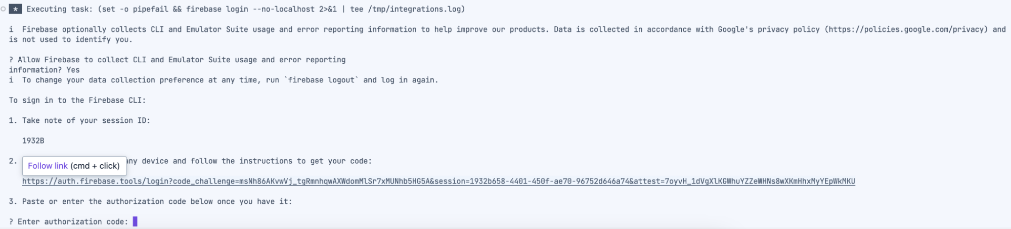 Image montrant les instructions d'authentification.