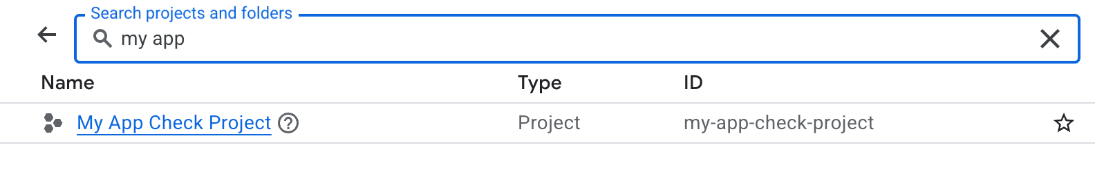 Bild mit der Liste „Projekt auswählen“