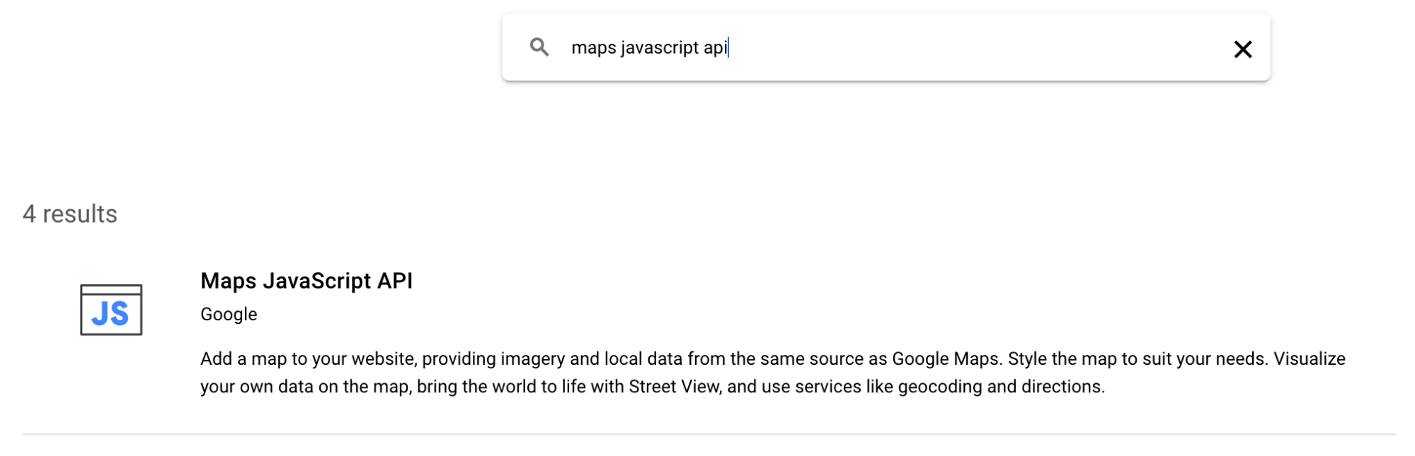 Изображение, показывающее поле «Выбрать соответствующий API»