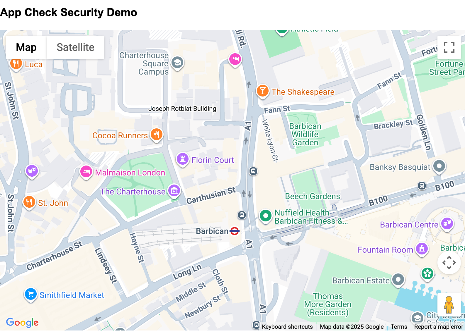 Một trang cho thấy ứng dụng đang hoạt động