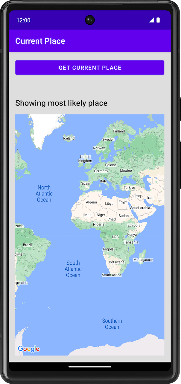 Attività di Luogo attuale che mostra la mappa