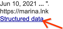 Screenshot der Schaltfläche „Strukturierte Daten“ in den Suchergebnissen