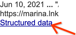 Screenshot der Schaltfläche für strukturierte Daten in den Suchergebnissen