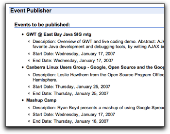 Screen capture of mapping fields