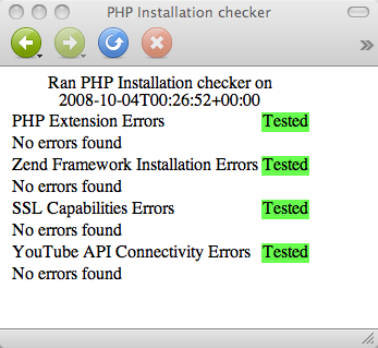 php 安装检查器输出屏幕截图