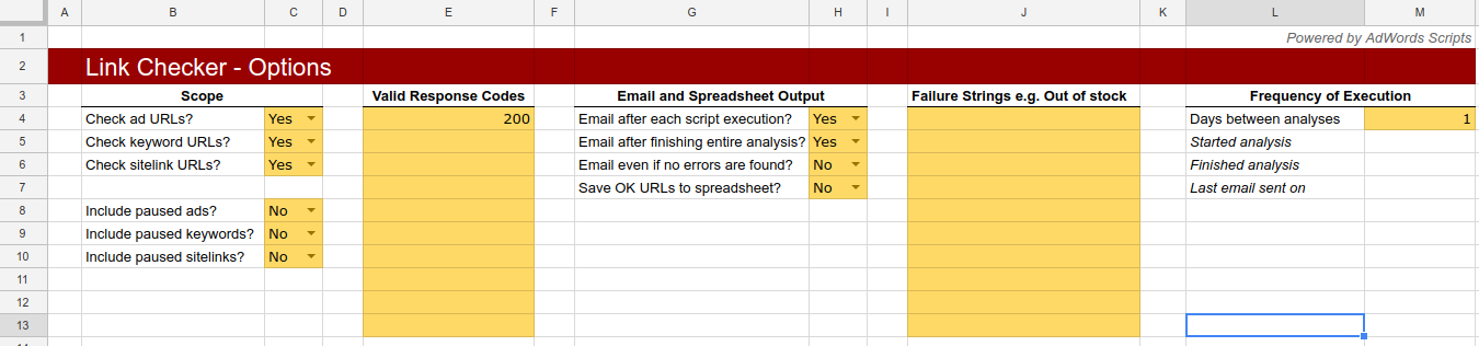 Screenshot spreadsheet