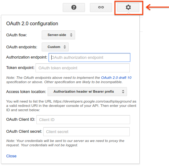 OAuth प्लेग्राउंड