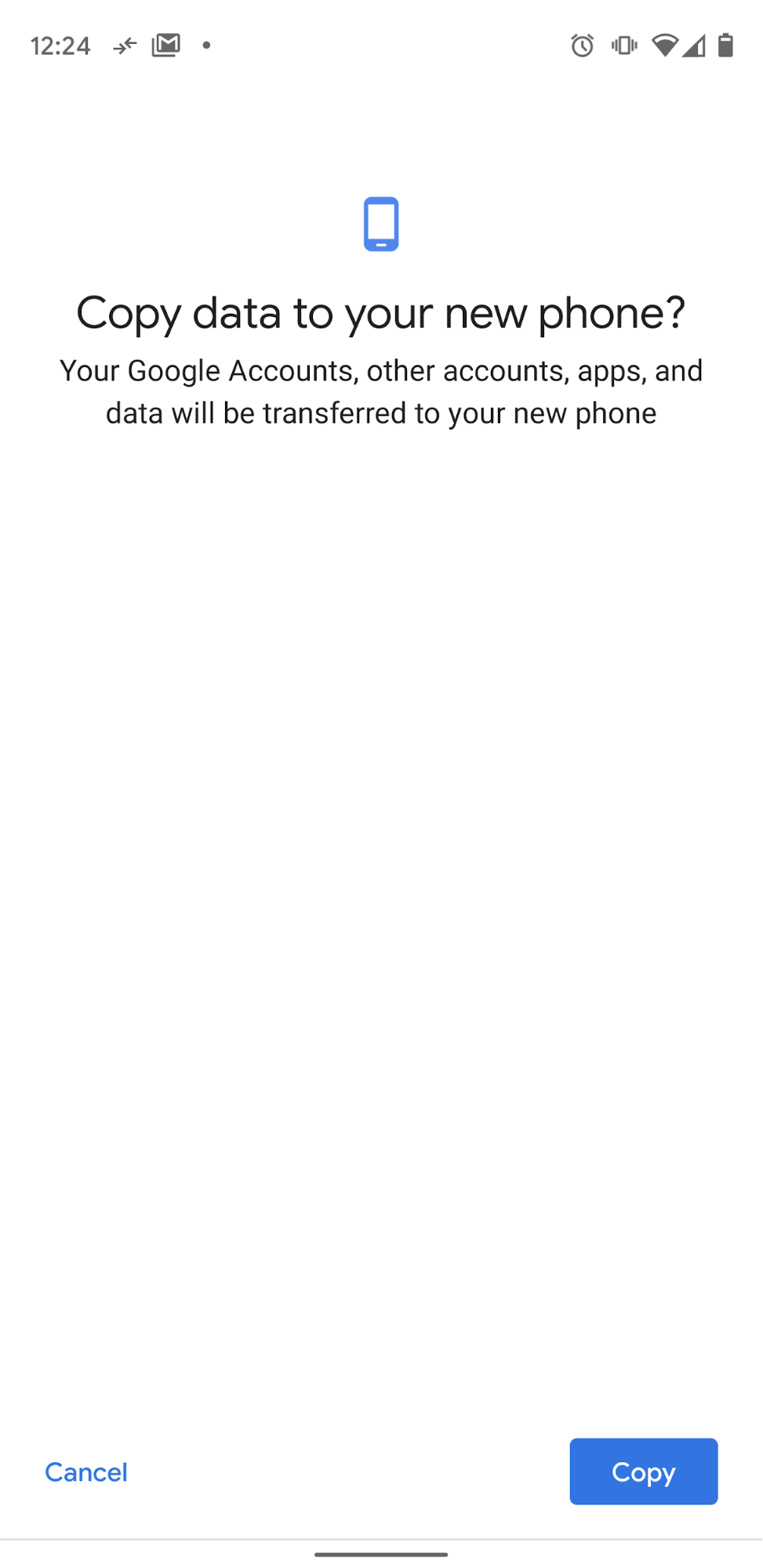 Copie os dados para o novo smartphone.