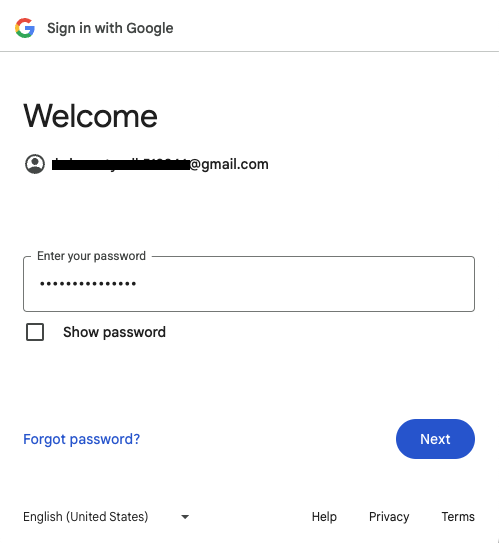 Child Google Account password