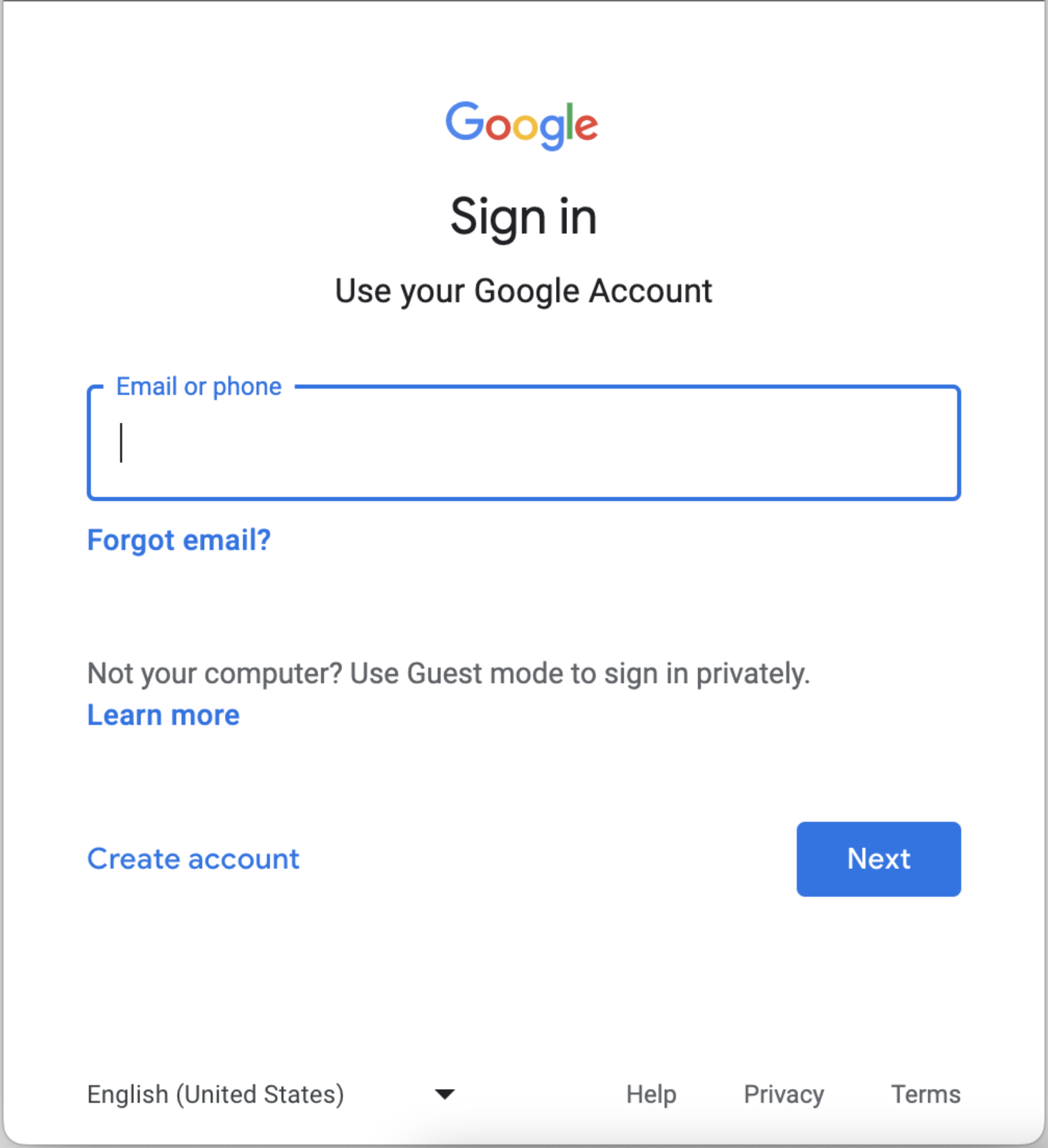 E-mail da conta do Google