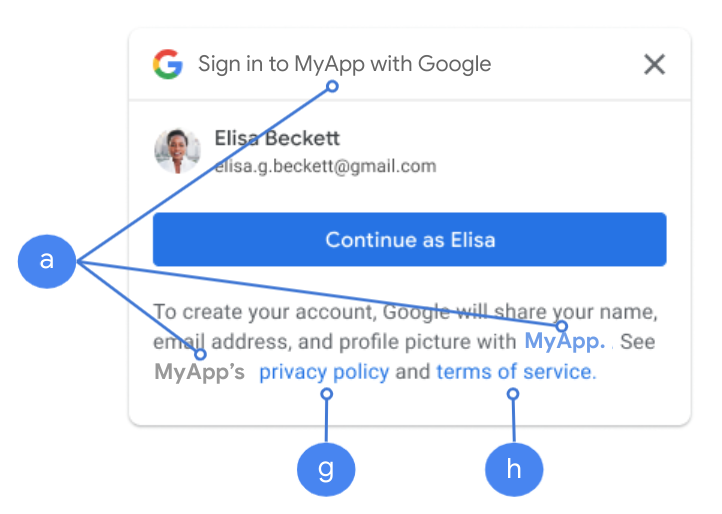 One Tap দ্বারা প্রদর্শিত OAuth সম্মতি সেটিংস