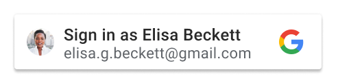 一个显示单个 Google 帐号名称的个性化按钮。