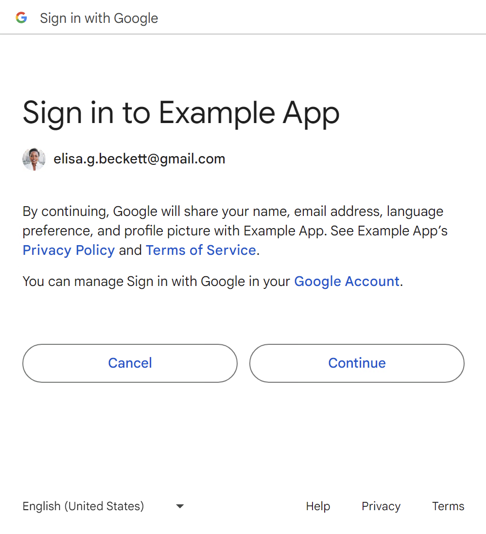 Sign In With Google button consent and sign-in.