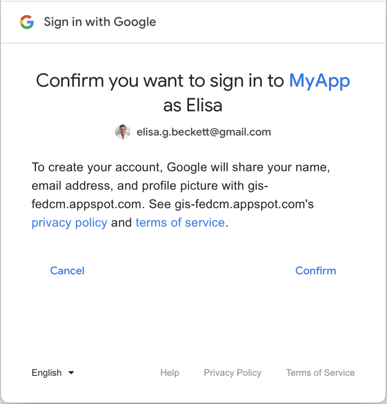 Sign In With Google button consent and sign-in.