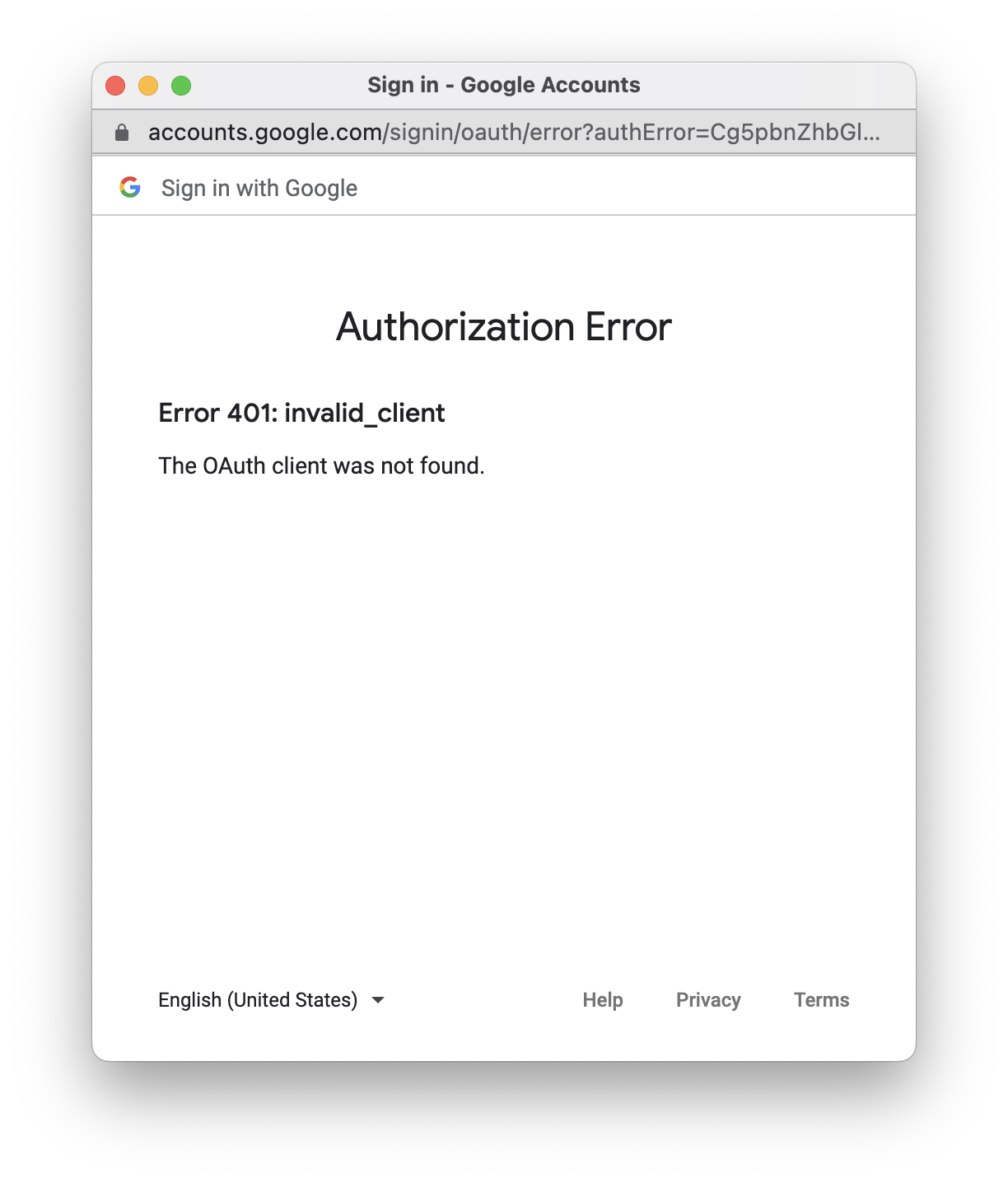 OAuth Errors