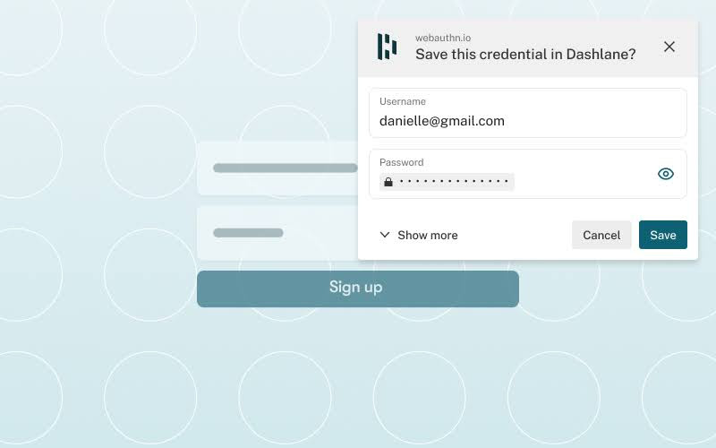 Mensaje de Dashlane que solicita guardar la contraseña del campo de contraseña