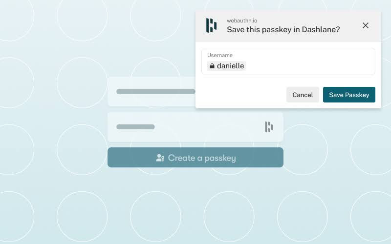 Dashlane prompt asking to save passkey in Dashlane from username field