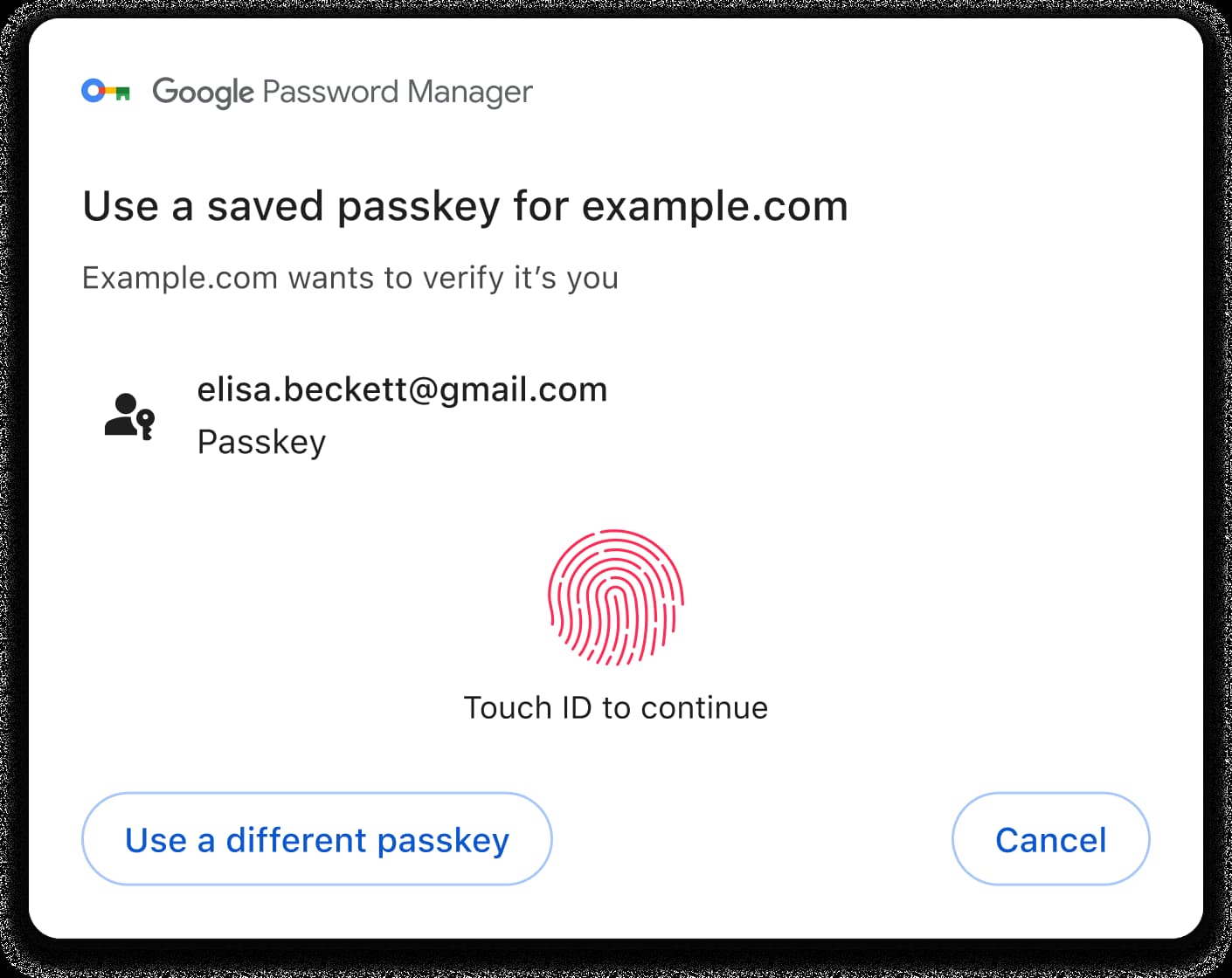 Anmeldung mit Touch ID-basiertem Passkey in Chrome unter macOS