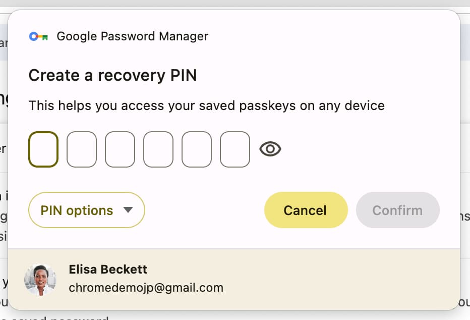 Chrome asks for a Google Password Manager PIN