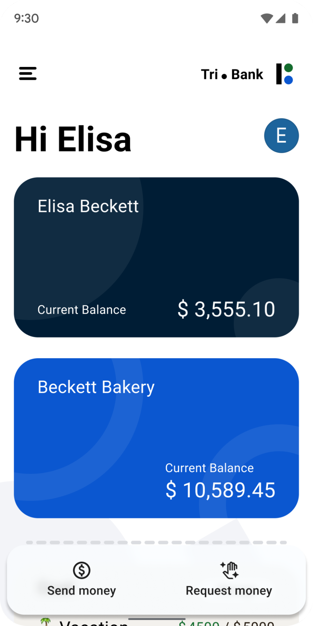 Screenshot aplikasi bank seluler
