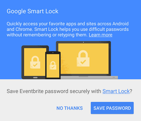 Smart Lock Save dialog