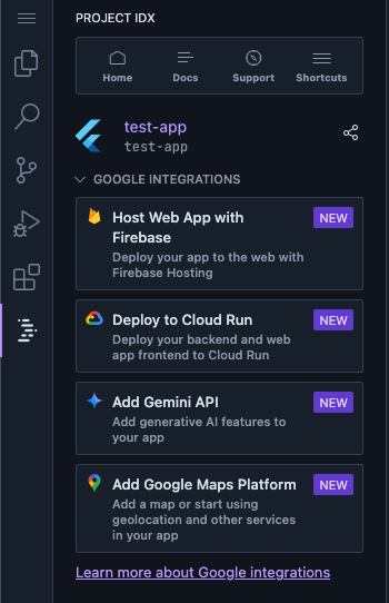 Bild des Bereichs „Integrationen“ von Google