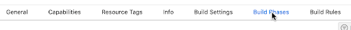 Klicken Sie im mittleren Bereich auf „Build-Phasen“.