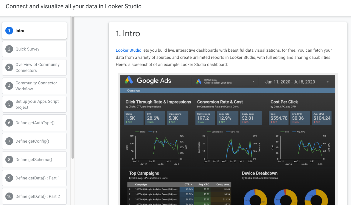 Community Connector Codelab