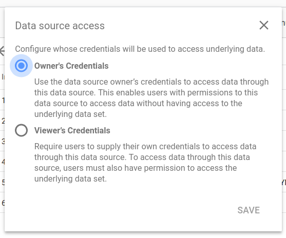 Selecting Owner's credentials vs Viewer's credentials