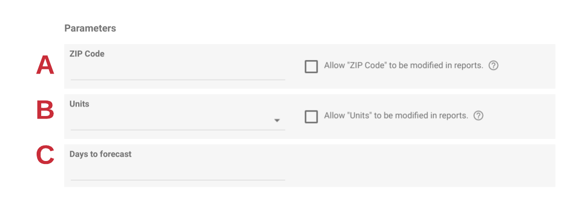 Zrzut ekranu przedstawiający 2 parametry, które można zastępować