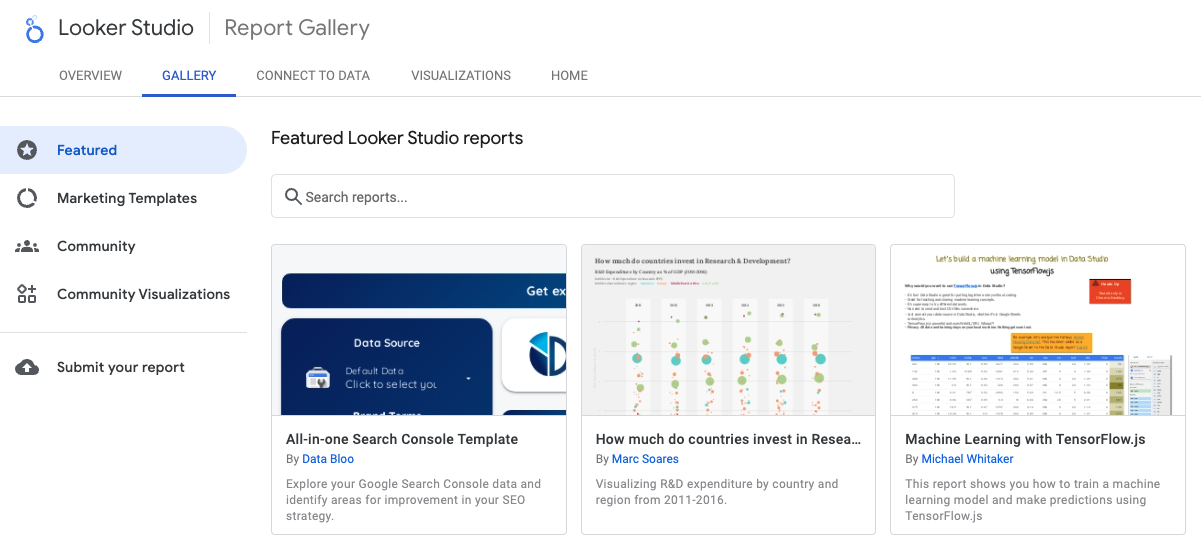 Looker Studio की गैलरी