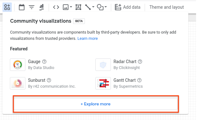 Click community visualizations and components