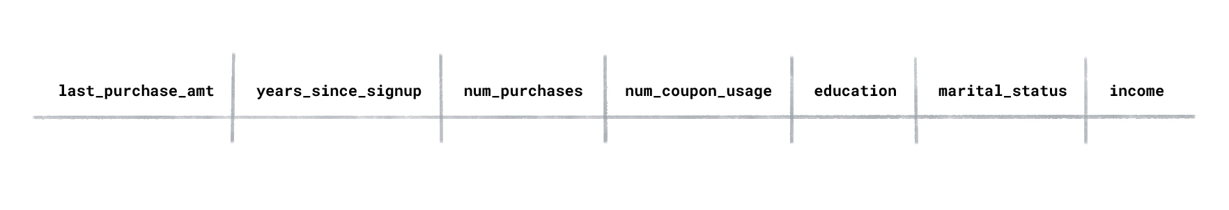 An image of an row of customer attributes.