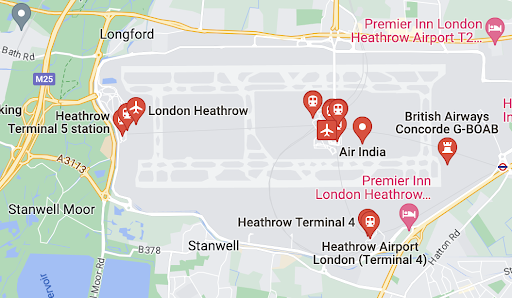 Flughafen Heathrow auf der Karte