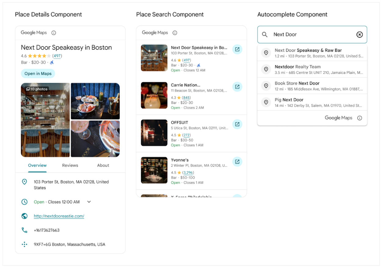 คอมโพเนนต์ Places UI Kit