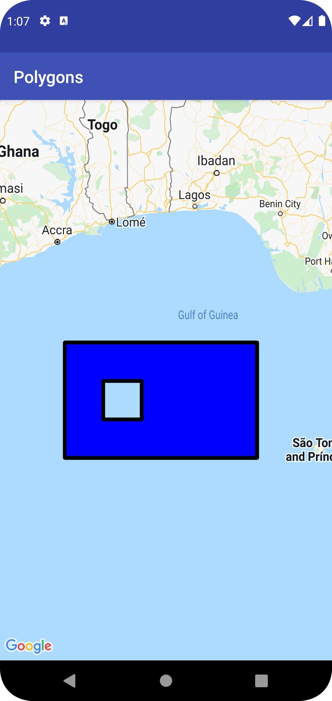 Mapa z pustym prostokątem z linią łamaną