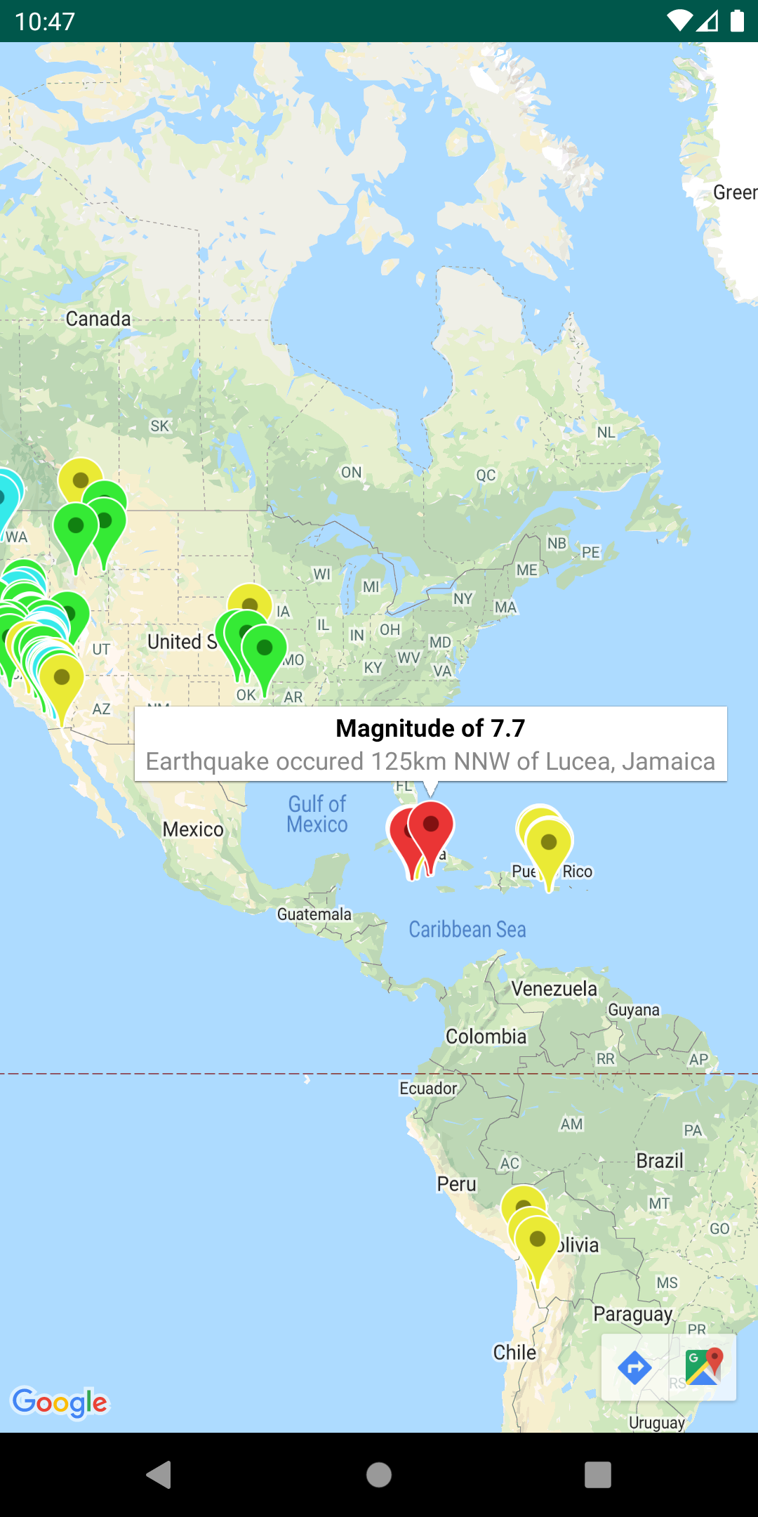 Une carte avec un calque GeoJSON