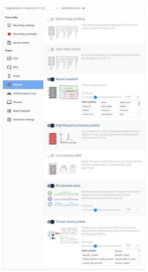 Interface utilisateur Perfetto