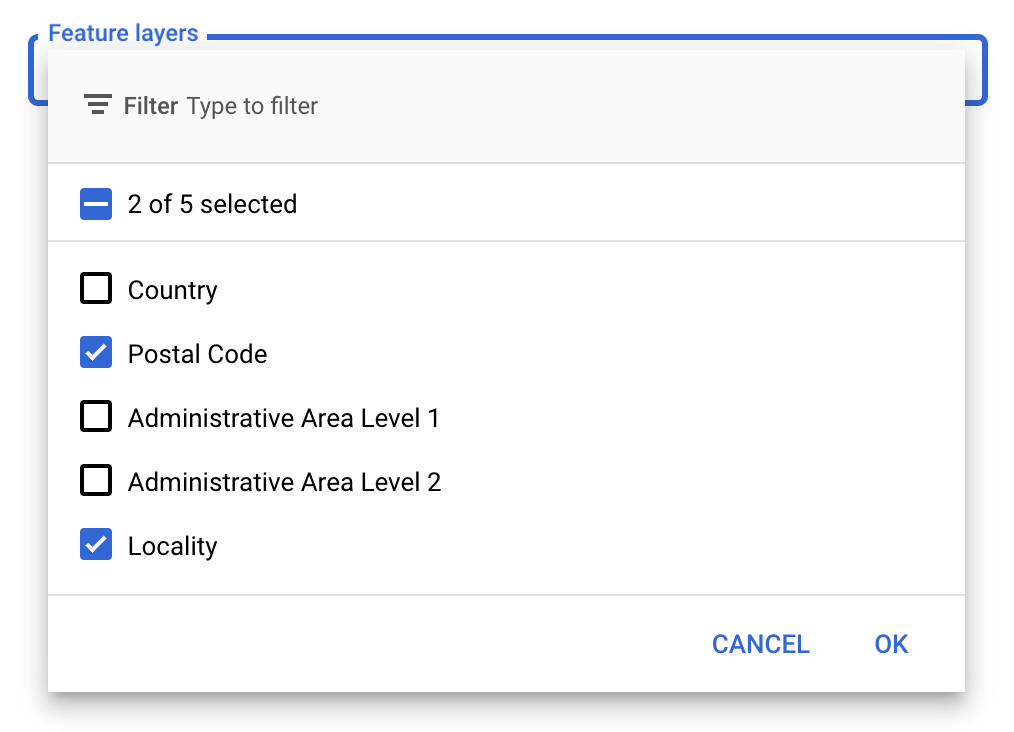 Screenshot yang menampilkan drop-down.