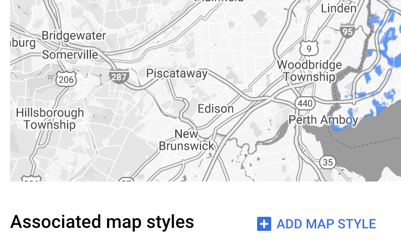 The Associated map styles section with a plus button that says ADD MAP STYLE to the right.